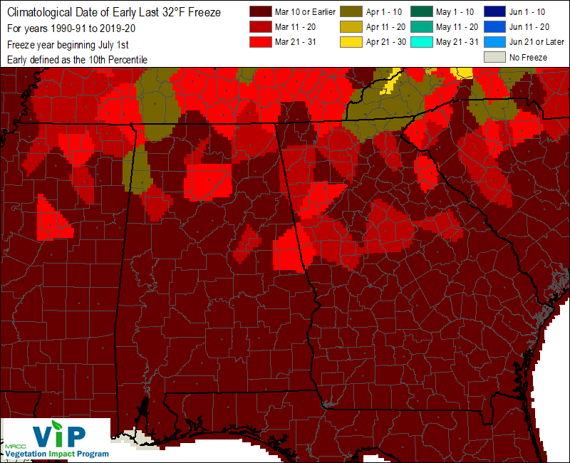 Date of Early Last 32°F Freeze Date of Early Last 32°F Freeze