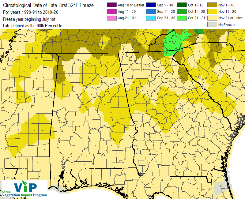 Date of Late First 32°F Freeze Date of Late First 32°F Freeze