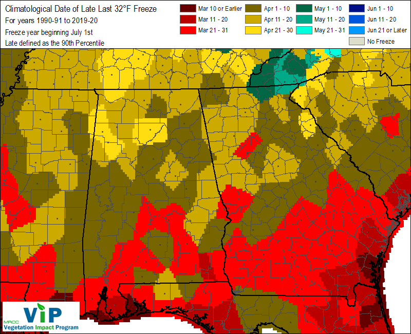 Date of Late Last 32°F Freeze Date of Late Last 32°F Freeze