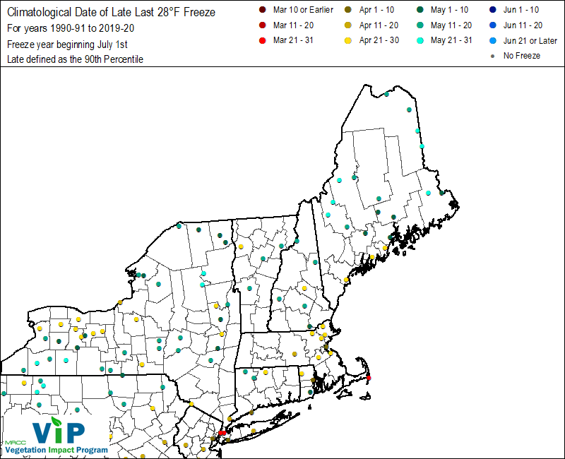 Date of Late Last 28°F Freeze Date of Late Last 28°F Freeze