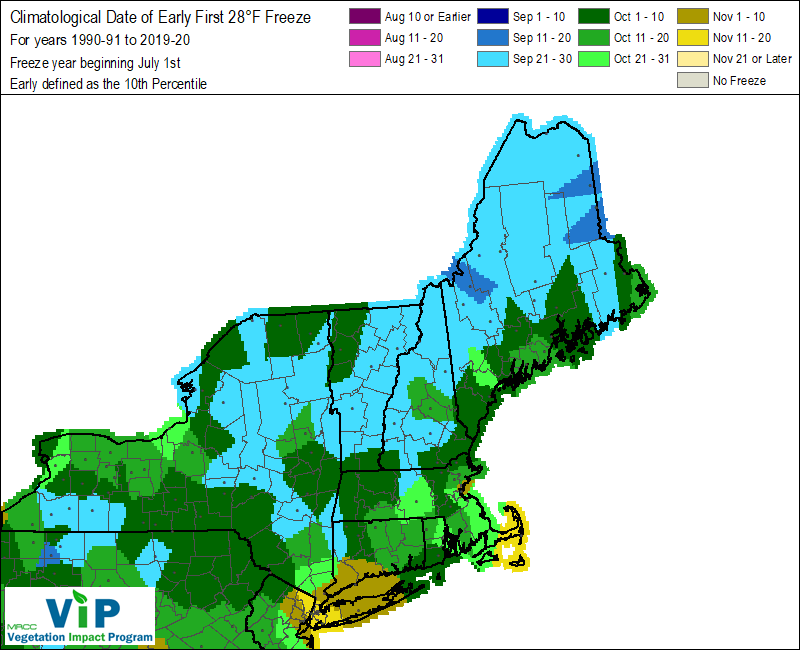 Date of Early First 28°F Freeze Date of Early First 28°F Freeze