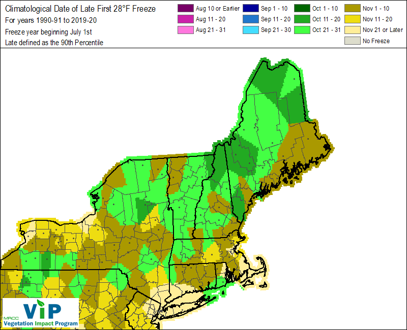 Date of Late First 28°F Freeze Date of Late First 28°F Freeze