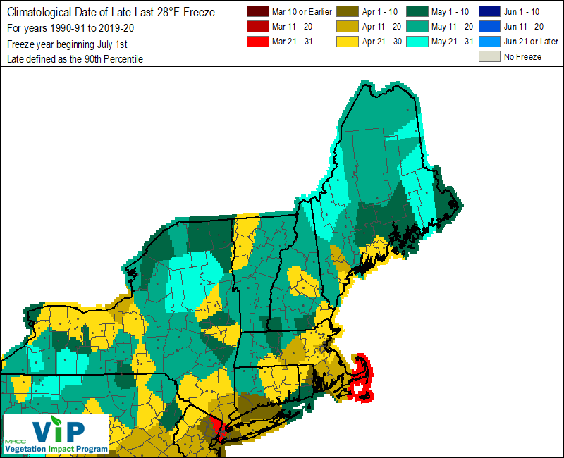 Date of Late Last 28°F Freeze Date of Late Last 28°F Freeze