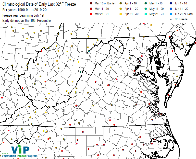 Date of Early Last 32°F Freeze Date of Early Last 32°F Freeze