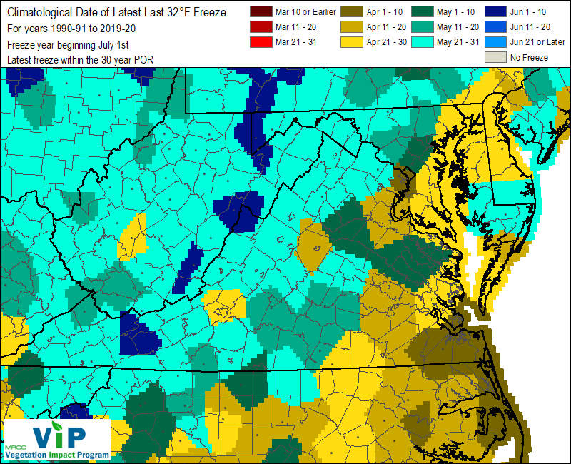 Date of Latest Last 32°F Freeze Date of Latest Last 32°F Freeze