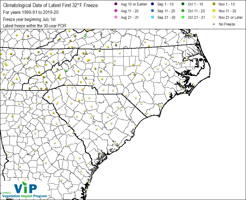 Date of Latest First 32°F Freeze Date of Latest First 32°F Freeze