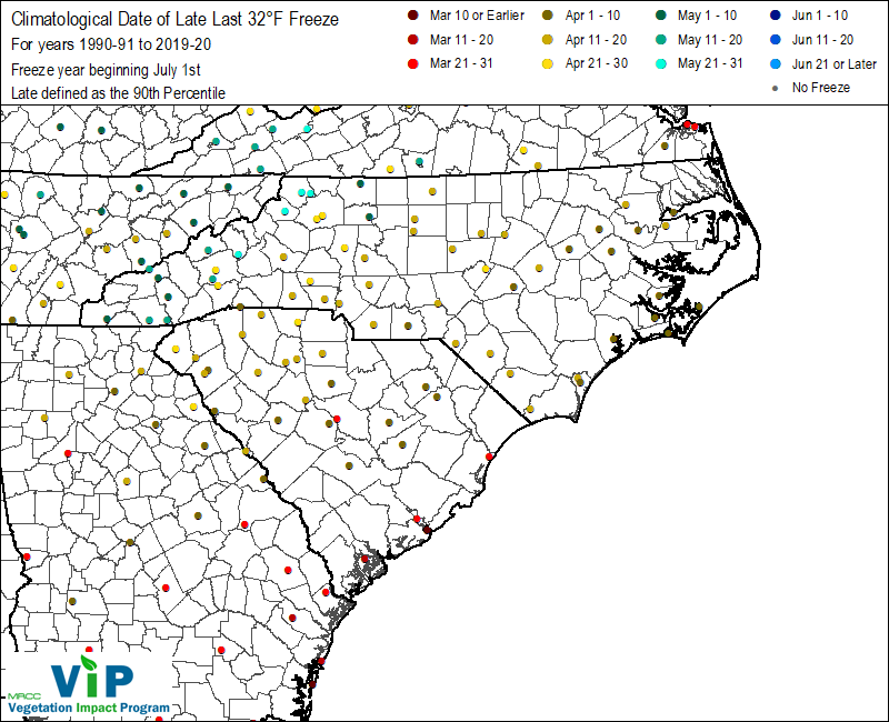 Date of Late Last 32°F Freeze Date of Late Last 32°F Freeze