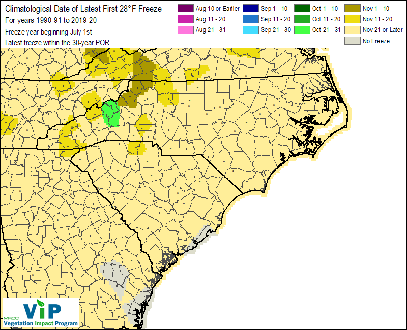 Date of Latest First 28°F Freeze Date of Latest First 28°F Freeze