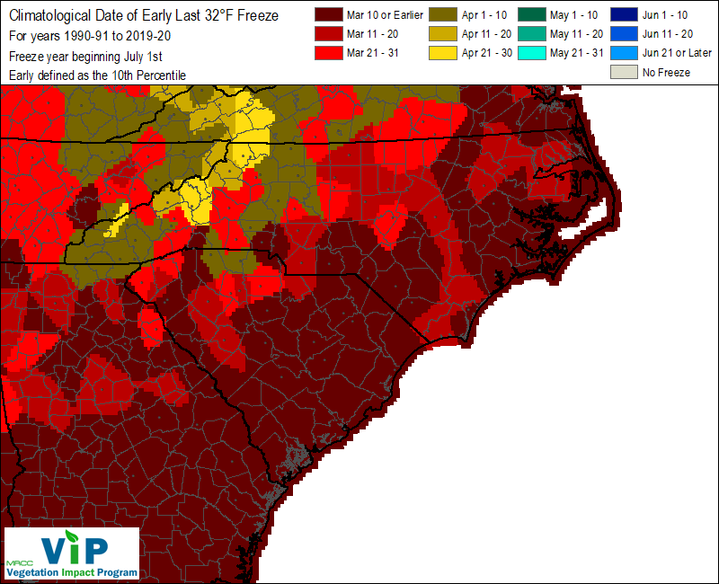 Date of Early Last 32°F Freeze Date of Early Last 32°F Freeze