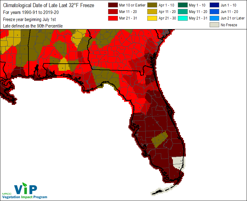 Date of Late Last 32°F Freeze Date of Late Last 32°F Freeze