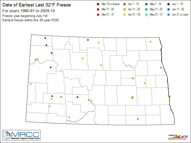 MRCC - Midwestern Climate Watch Freeze Maps