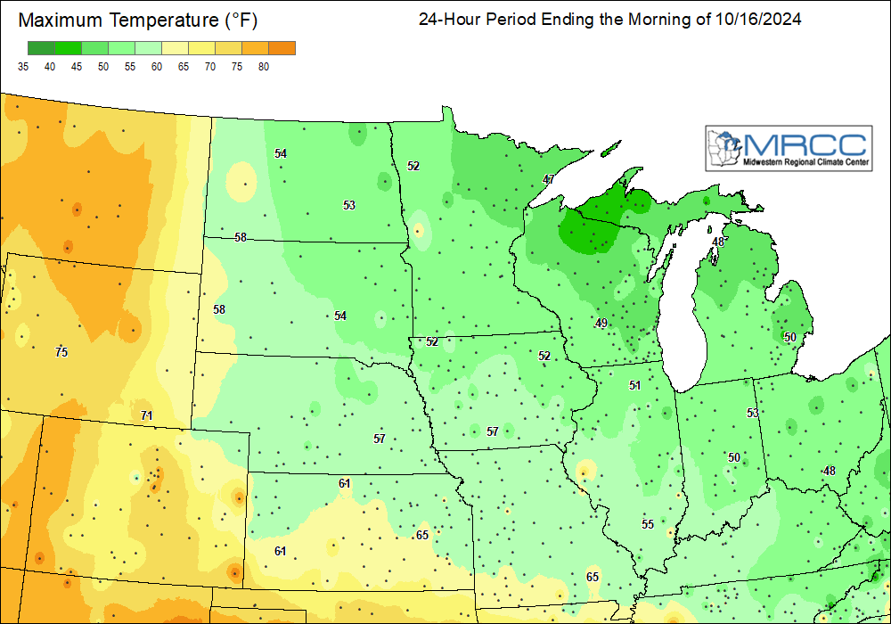 MRCC Midwestern Climate Watch Daily Maps   DLY HT MAPS Central 0 