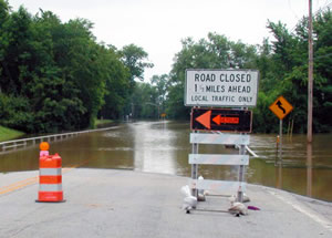 Road closed due to flooding