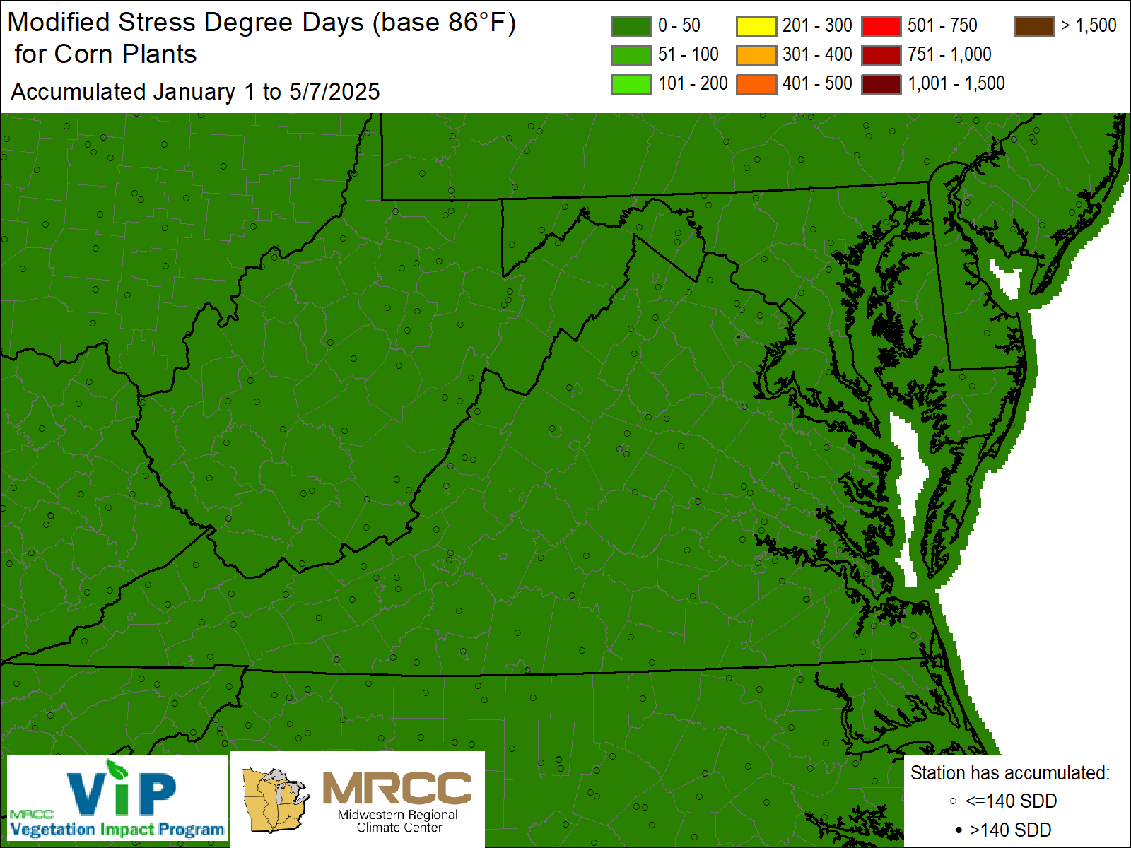 Modified Stress Degree Days for Corn