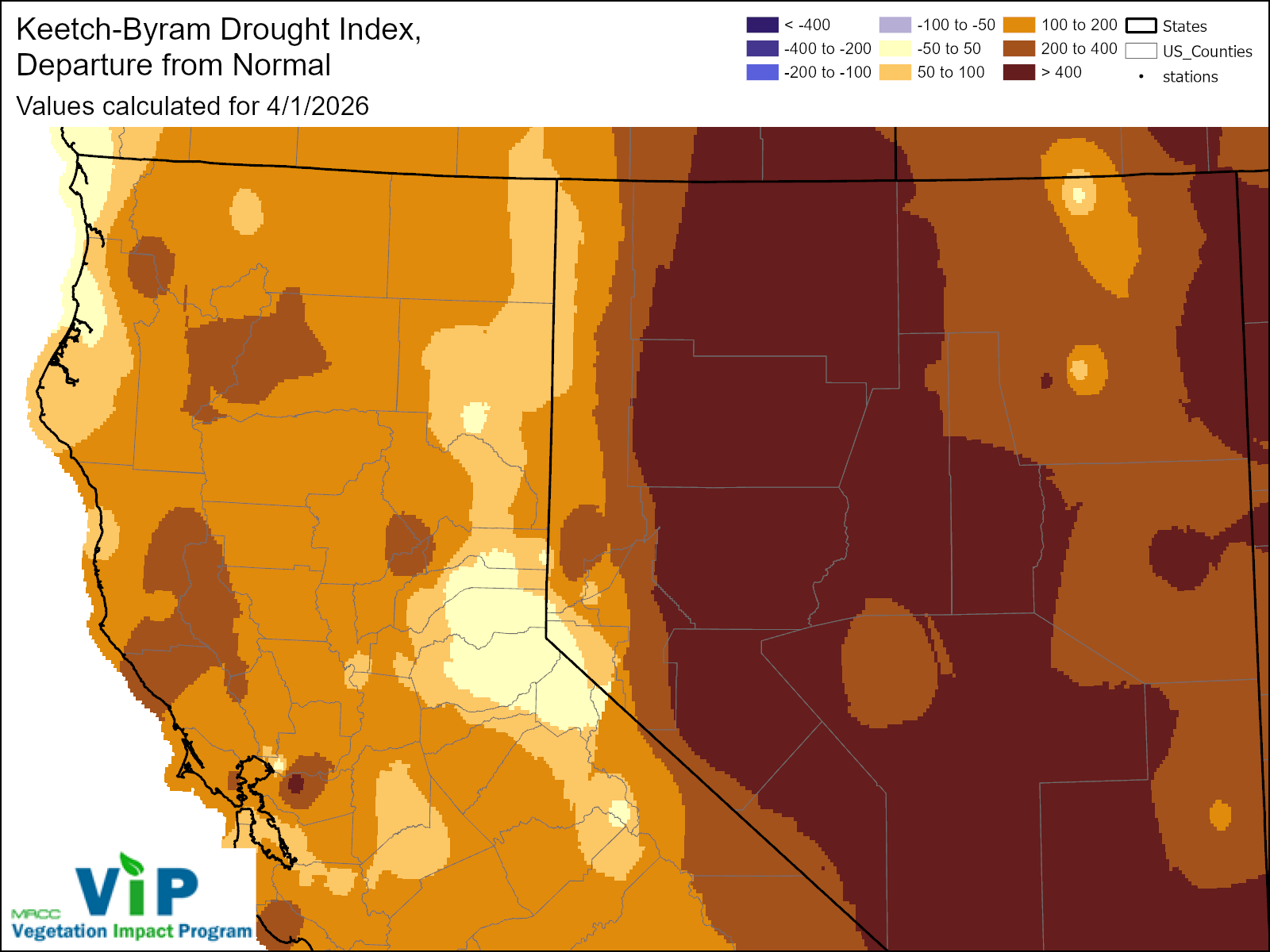 KBDI Departures from Normal