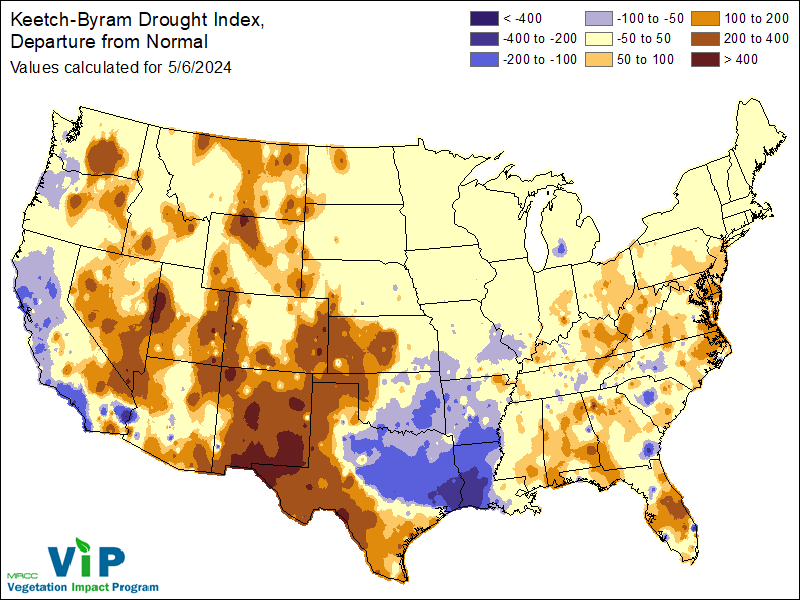 Keetch-Byram Drought Index, Departure from Normal