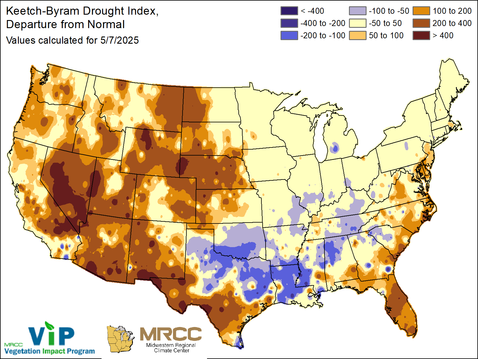 Keetch-Byram Drought Index, Departure from Normal