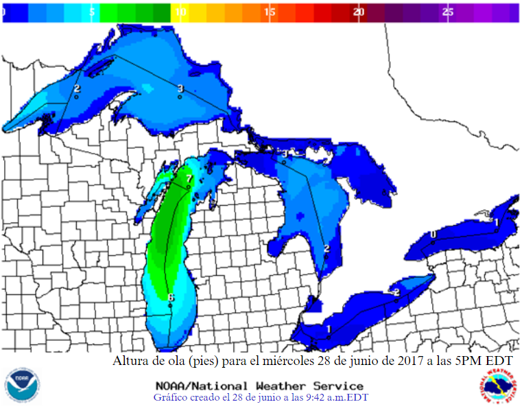 Wave Height forecast graphic from NWS Great Lakes Portal