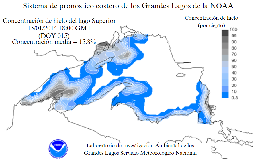 Ice Concentration forecast graphic from GLERL