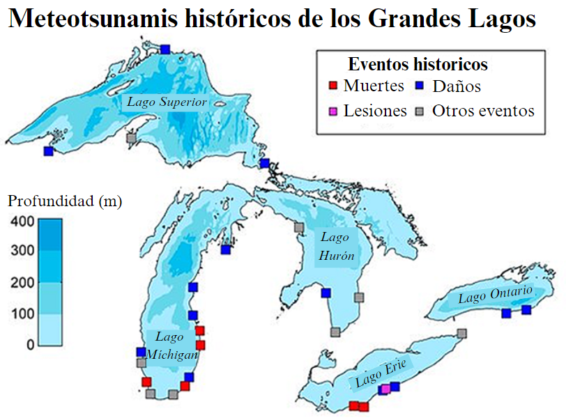 Impacts of historic meteotsunamis on the Great Lakes graphic