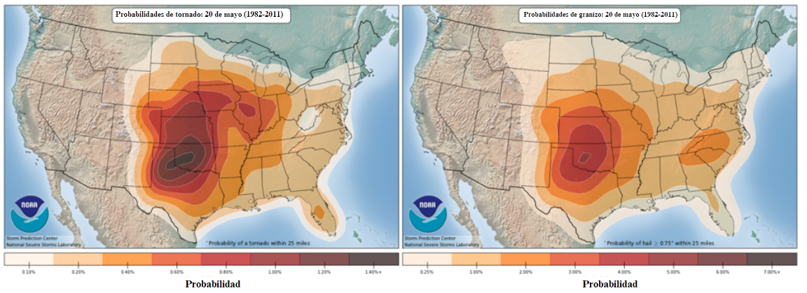 Tornado probabilities are similar to hail probabilities