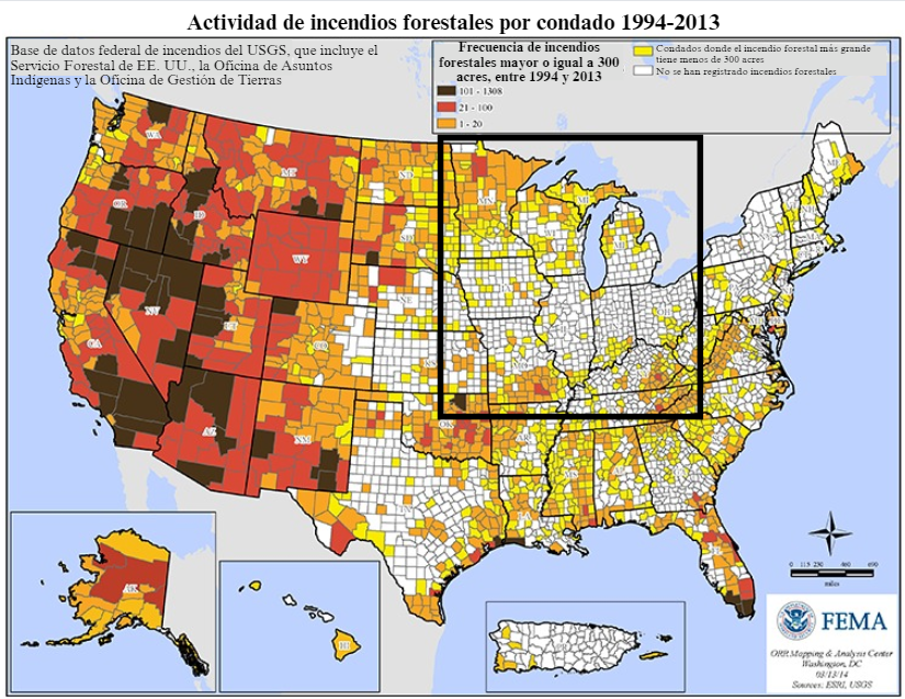 Wildfire Activity by County 1994-2013