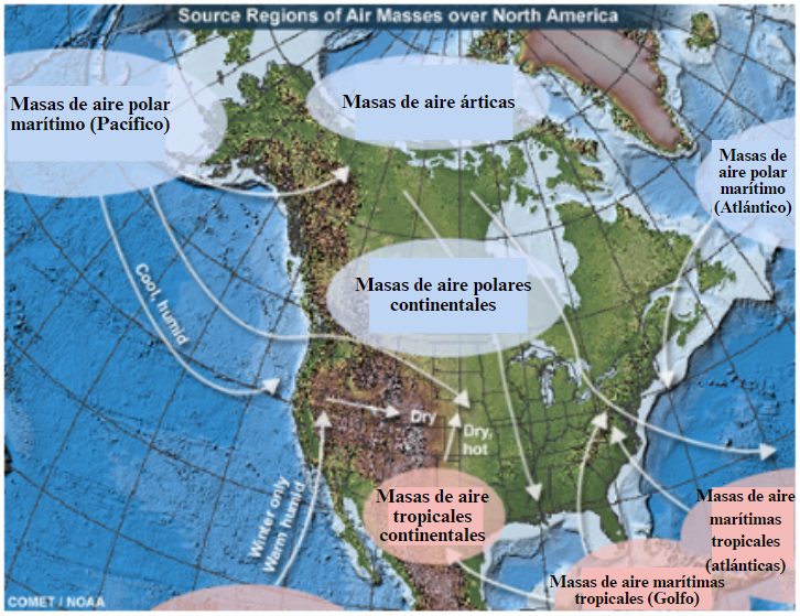 Airmass source regions in North America