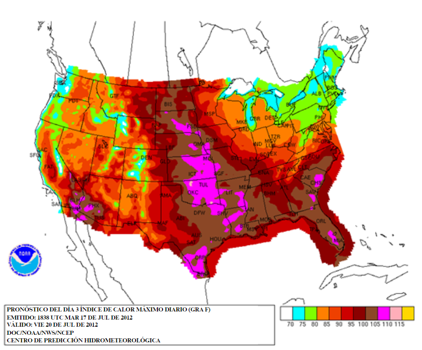 Heat Index Forecast Map