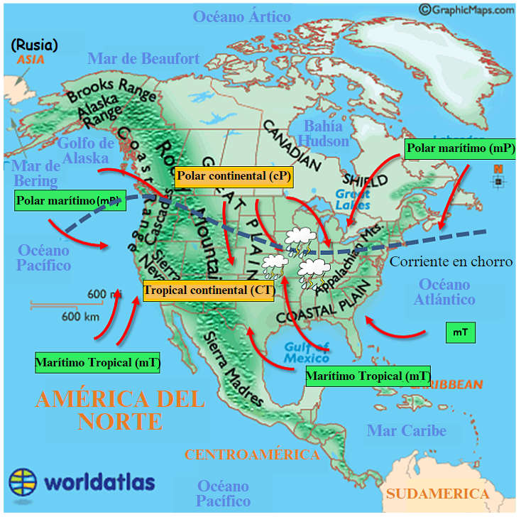 Airmass collision across North America and the United States