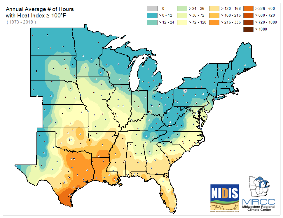 Average Number of Days greater than or equal to 90 degrees