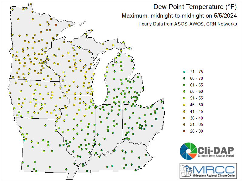 Midwest Max Dew Point