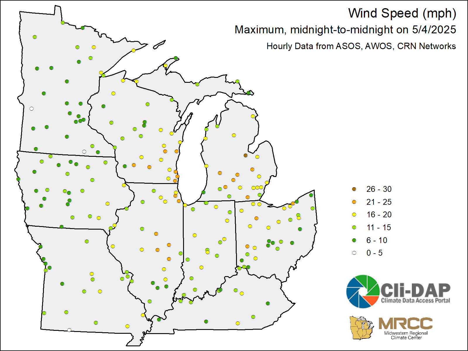 Midwest Maximum Wind Speed