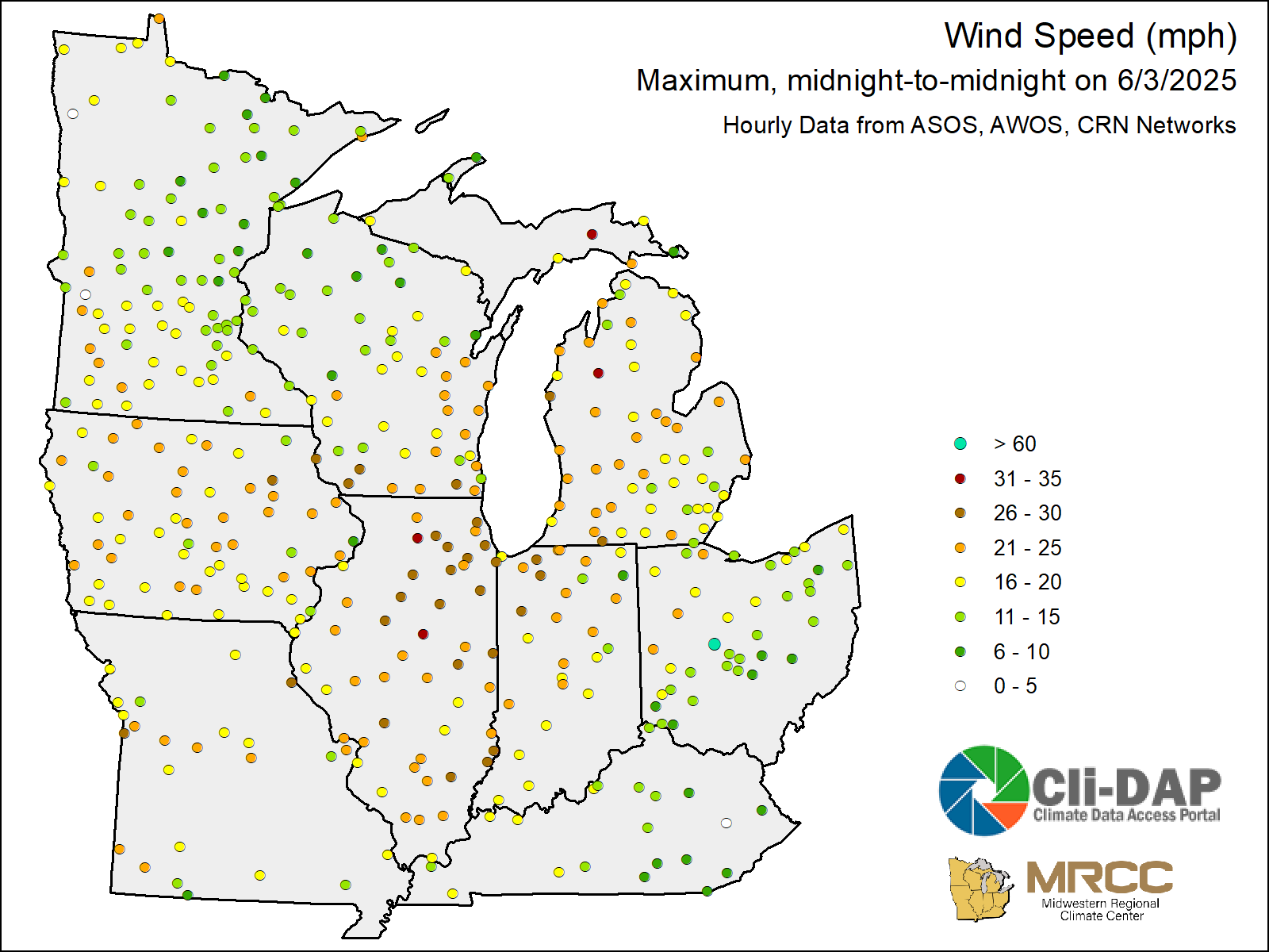 Midwest Maximum Wind Speed