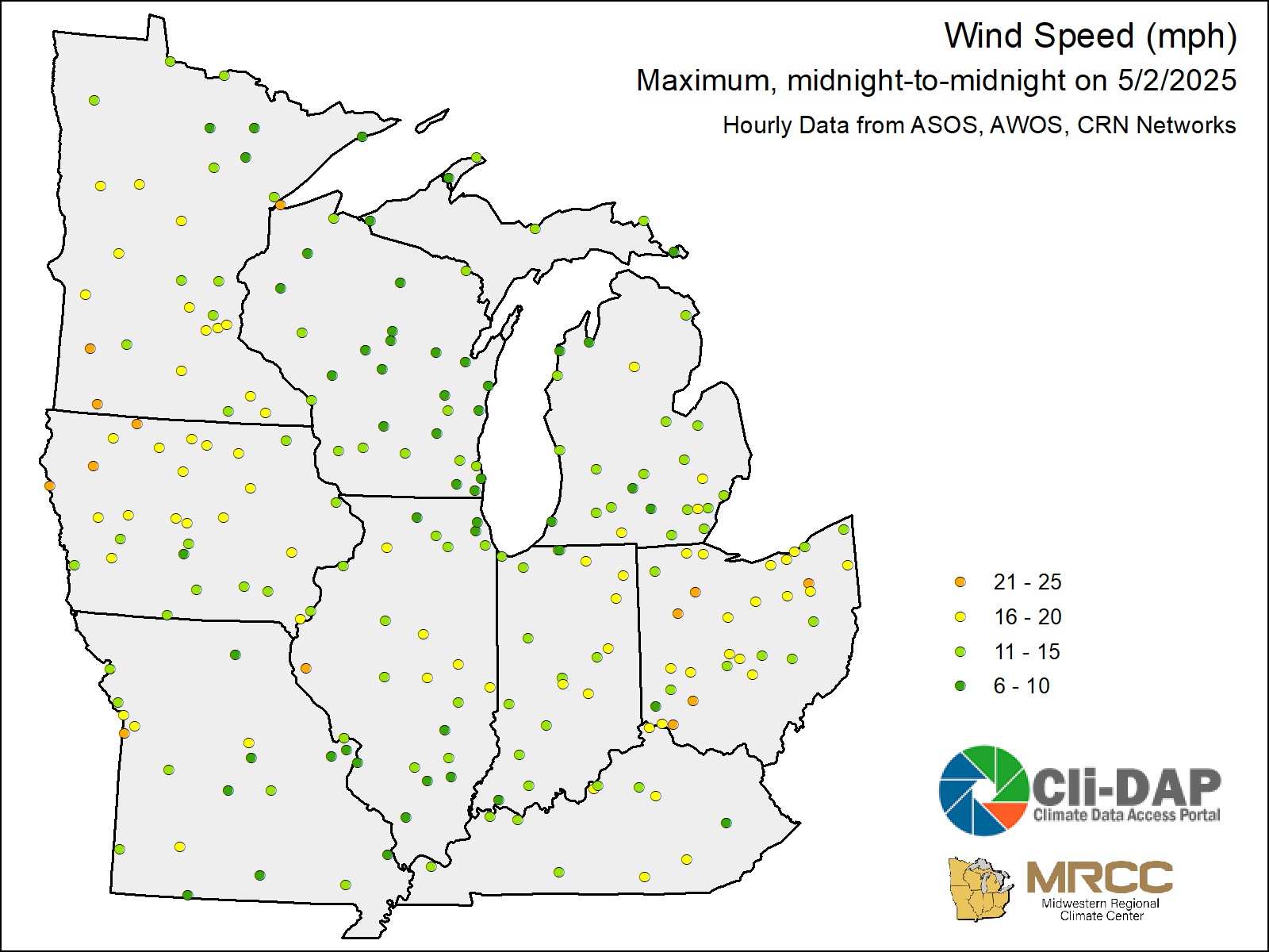 Midwest Maximum Wind Speed