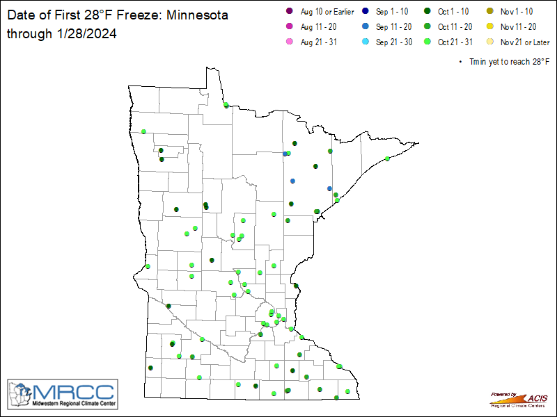 State Freeze Map - 28 Degrees