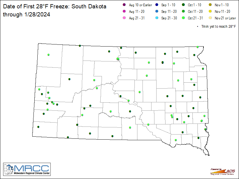 State Freeze Map - 28 Degrees