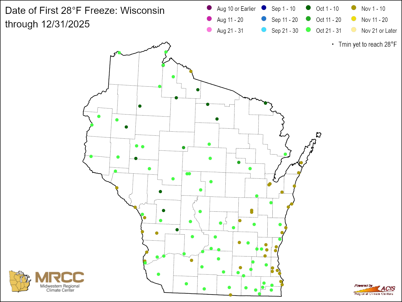 State Freeze Map - 28 Degrees