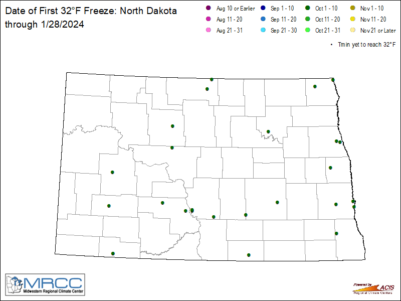 State Freeze Map - 32 Degrees