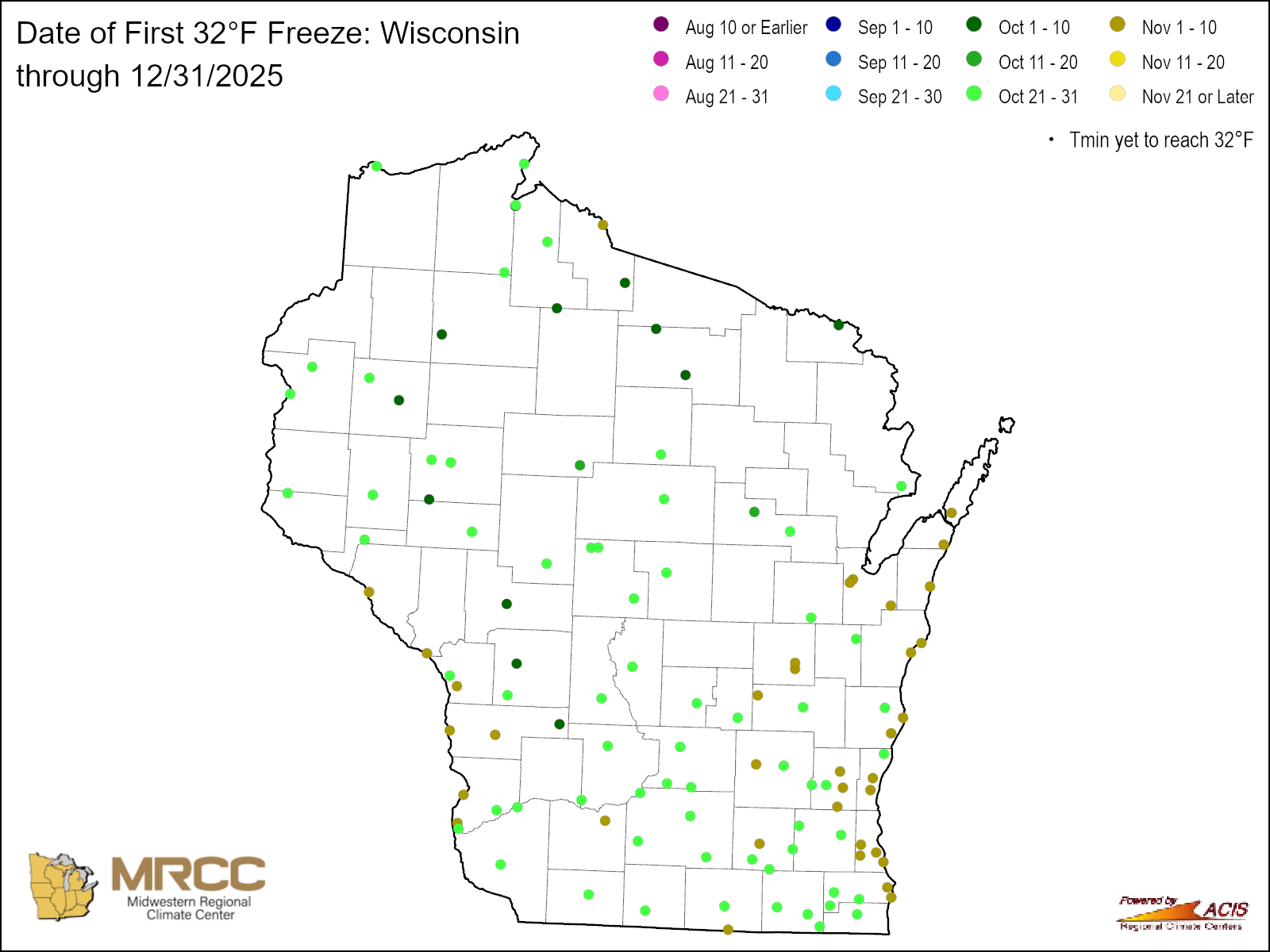 State Freeze Map - 32 Degrees