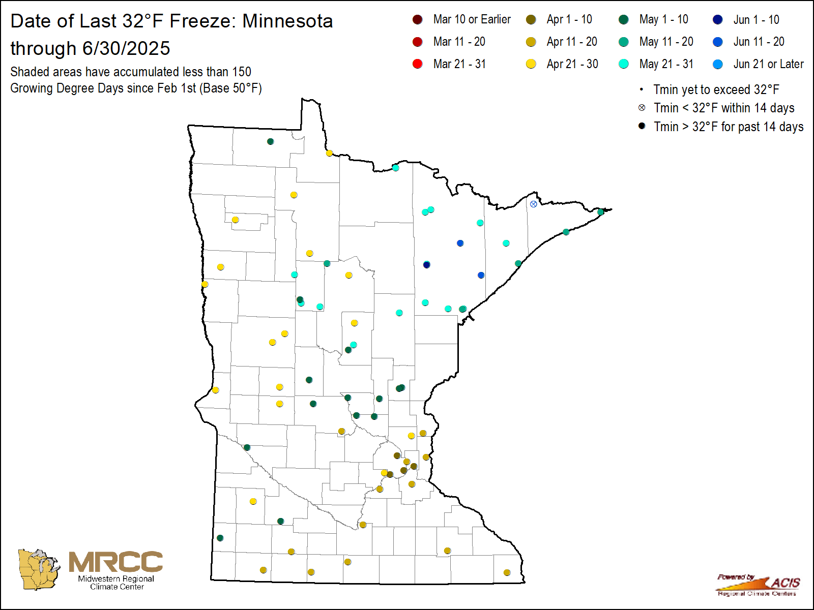 State Freeze Map - 32 Degrees