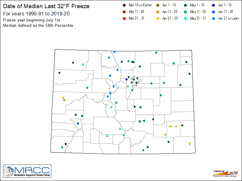 Median Freeze Map - 32 Degrees Point