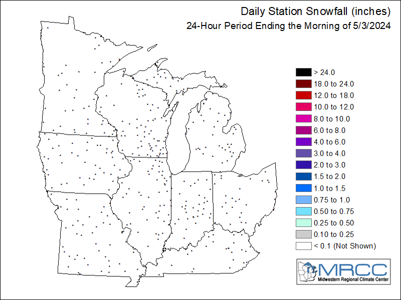 Station Daily Snowfall Map