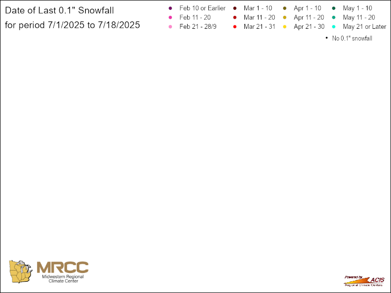 Date of last 0.1" snowfall map: Indiana