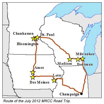 Route of the July 2012 MRCC Road Trip
