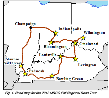 Road map for the 2012 MRCC Fall Regional Road Tour