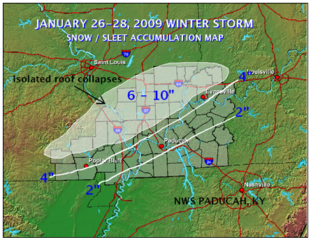Accumulated snow and sleet map
