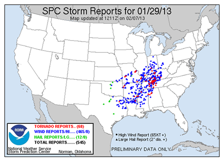 Storm Reports from 1/29/2013