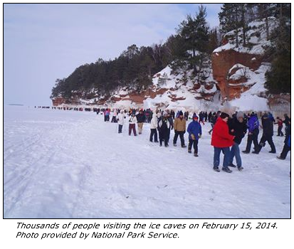 Thousands of people vising the ice caves on 2/15/2014