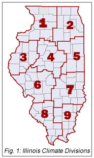 Fig. 1: Illinois Climate Divisions