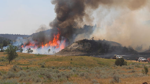 Figure 7: A wildfire continues to burn in western North Dakota